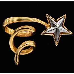 Anne Klein Vintage Shooting Star Pin Brooch Gold Matte Signed AK 1980s Bin5A